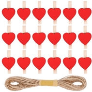 50 små tøjklemmer med hjerte. Røde